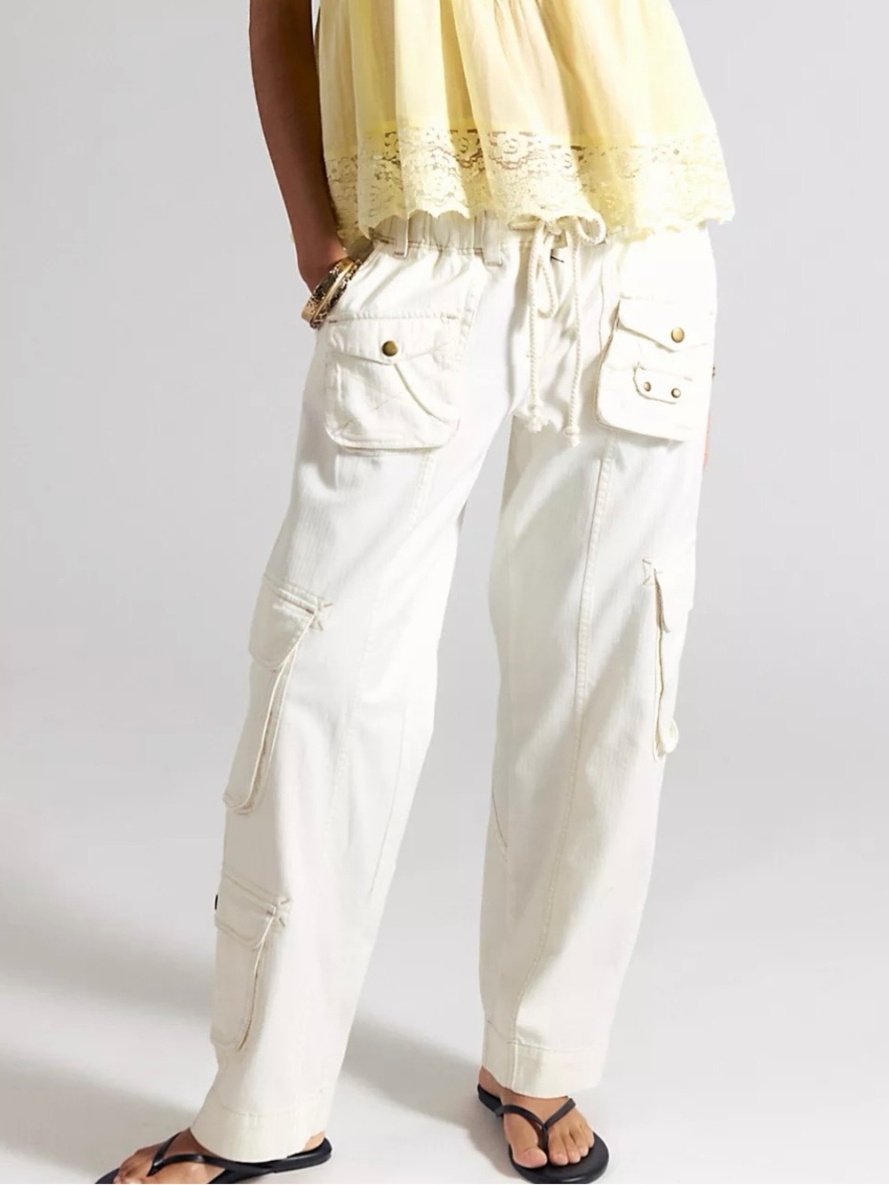 Free People We The Free Ivory Cargo Utility Pants Size L